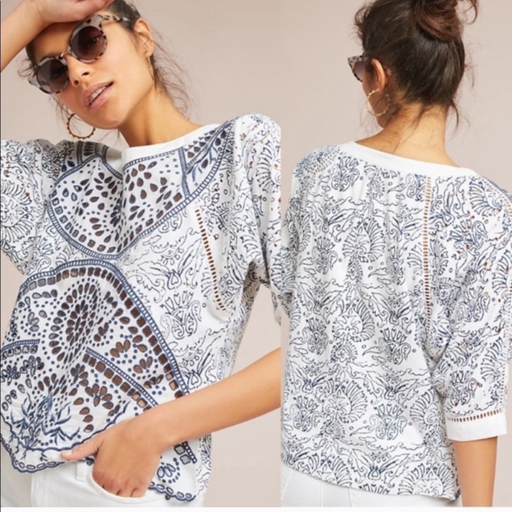 Anthropologie Maeve Ester Eyelet Top Size Small